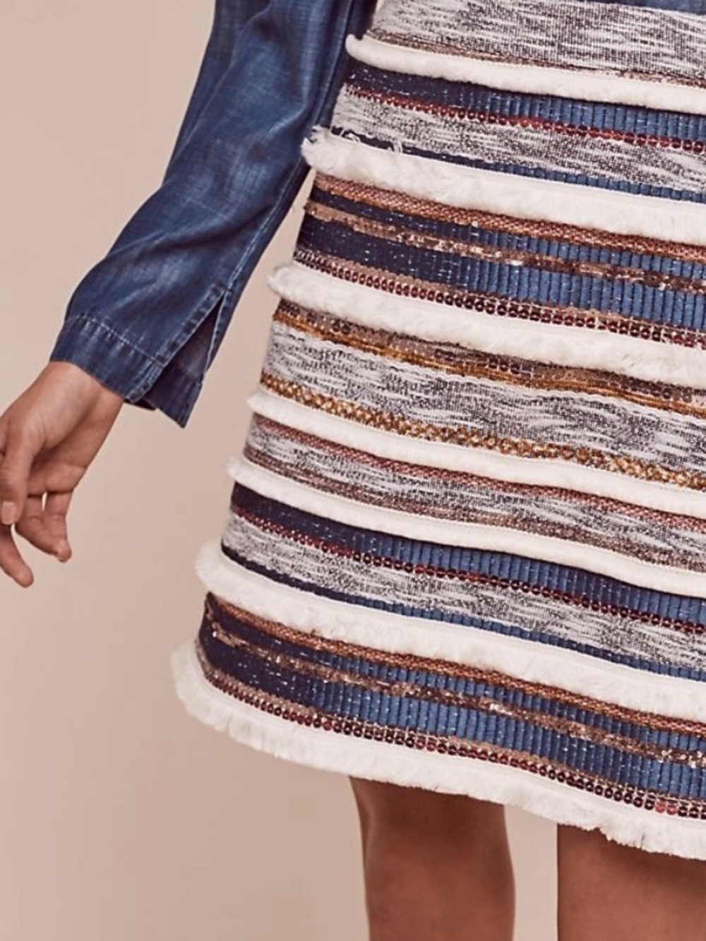 ANTHROPOLOGIE Erine Beaded Mini Skirt by Moulinette Soeurs